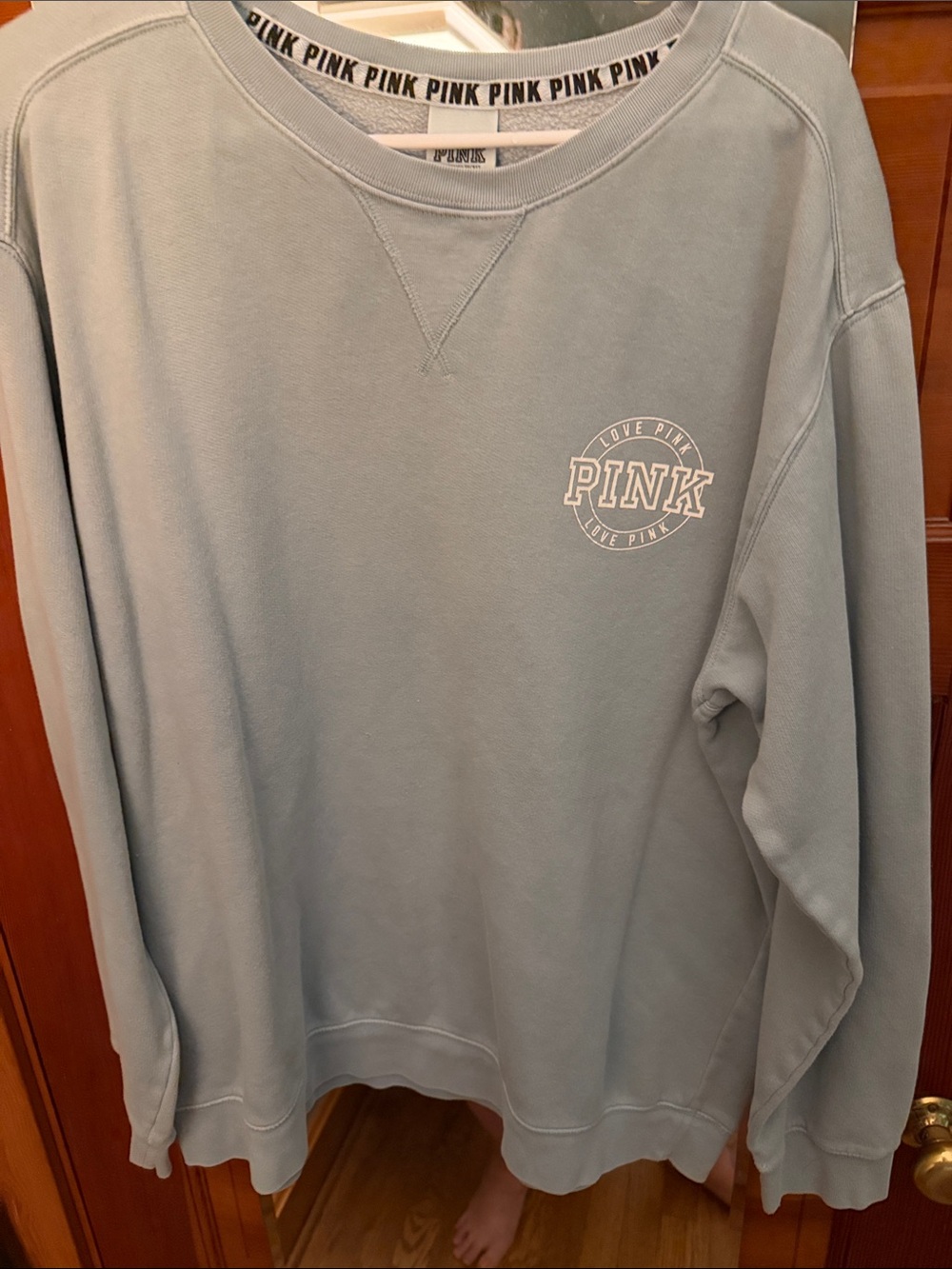 PINK Victoria's Secret Light Blue Crewneck Sweatshirt